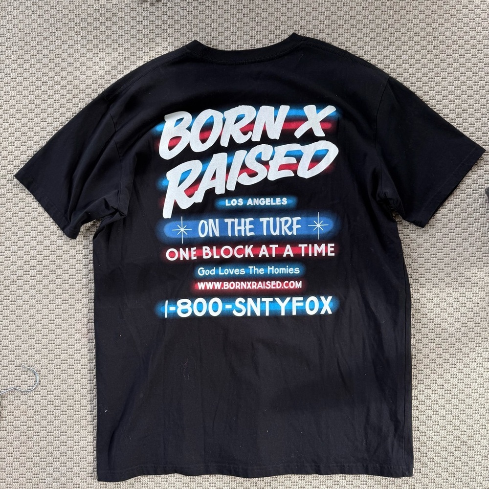 born x raised black logo tee shirt